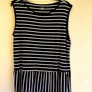 a.n.a. Black and White Striped Peplum Top.  Size Large